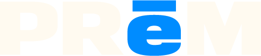 official logo for prem domains in brand colors Cultured and azuresque